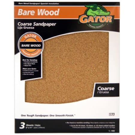 Gator Finishing 4462 60 Grit Garnet Sandpaper 3PK 838963